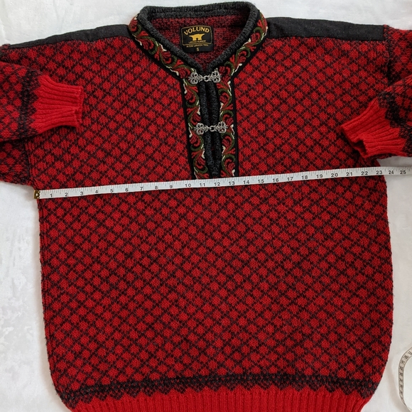 Vintage Volund Norwegian Pure New LambsWool Latch Front Elbow Patch Sweater - Picture 4 of 16